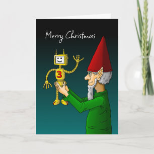 Elf and Robot Christmas Photo Card
