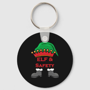 Elf And Safety, Funny Health &amp; Safety Elf Long Key Ring