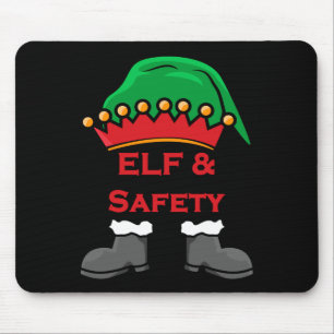 Elf And Safety, Funny Health &amp; Safety Elf Long Mouse Pad