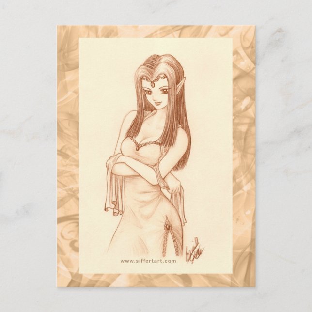Elf (anime style) postcard (Front)