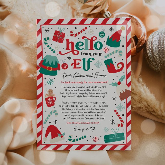 Elf Arrival Letter Hello From Your Elf Elf Notes  Invitation (Creator Uploaded)