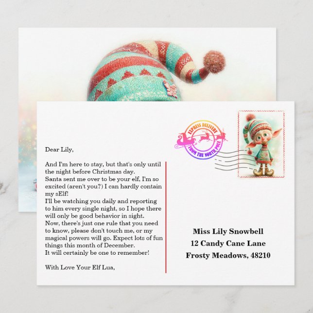 Elf Arrival Letter | North Pole Welcome Message Invitation (Front/Back)