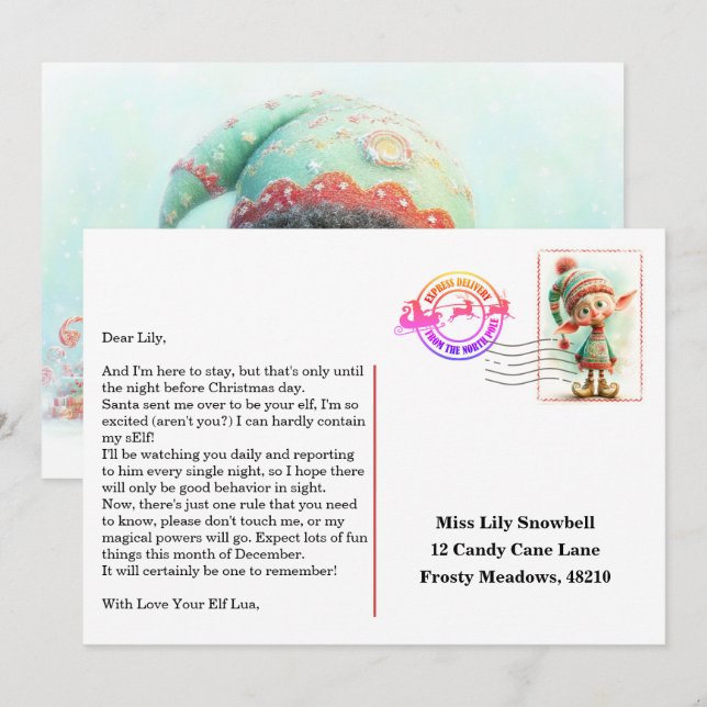 Elf Arrival Letter | North Pole Welcome Message Invitation (Front/Back)