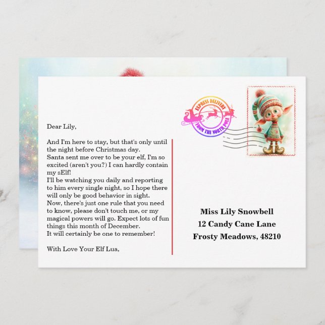 Elf Arrival Letter | North Pole Welcome Message Invitation (Front/Back)