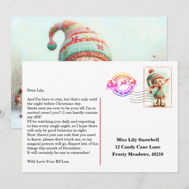 Elf Arrival Letter | North Pole Welcome Message Invitation (Front/Back)