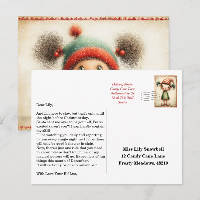 Elf Arrival Letter | North Pole Welcome Message Postcard (Front/Back)