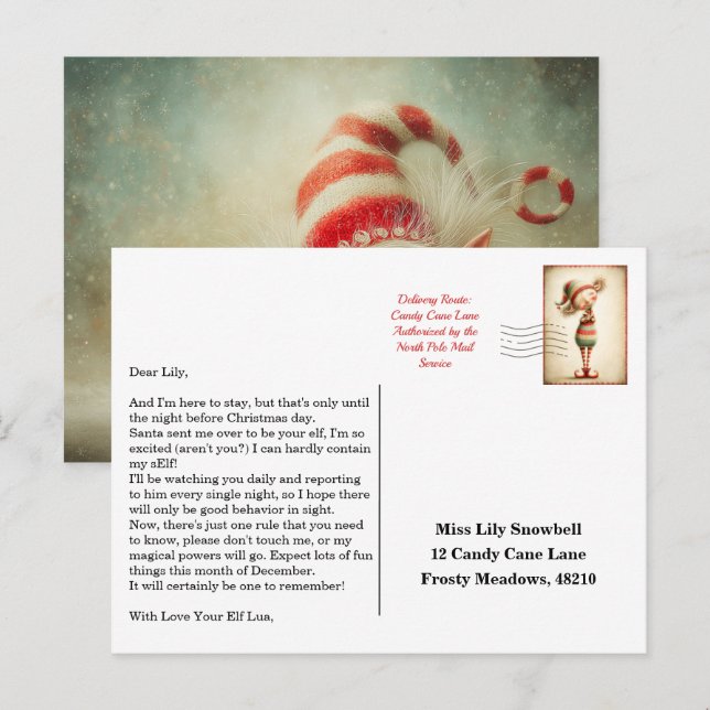 Elf Arrival Letter | North Pole Welcome Message Postcard (Front/Back)
