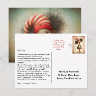 Elf Arrival Letter   North Pole Welcome Message Postcard