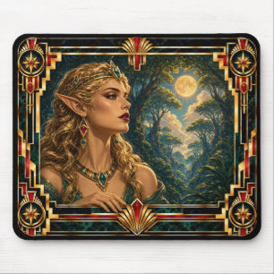 Elf, Art Deco Mythical Mouse Pad