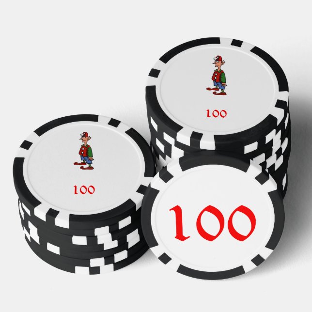 Elf At Attention black 100 striped poker chip (Stack)