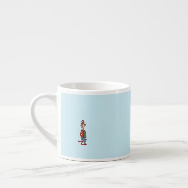 Elf At Attention blue espresso mug (Left)