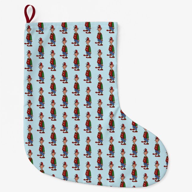 Elf At Attention Christmas stocking large (Front)