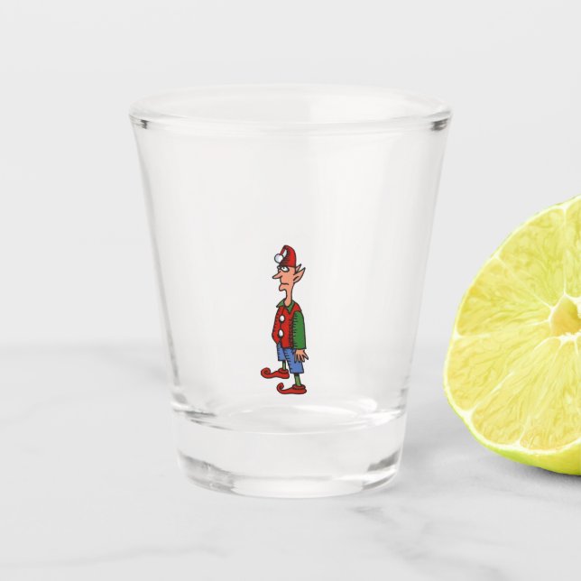 Elf At Attention clear shot glass (Front)