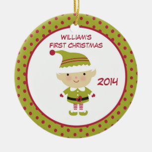 Elf Baby 1st Christmas Personalised Ornament