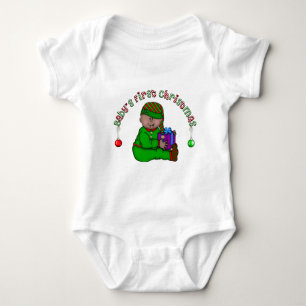 Elf Baby African American 1st Christmas Baby Bodysuit