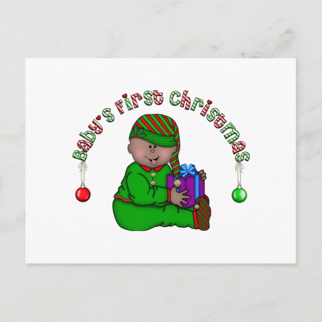 Elf Baby African American 1st Christmas Holiday Postcard (Front)
