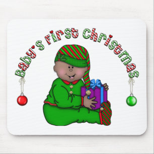 Elf Baby African American 1st Christmas Mouse Pad