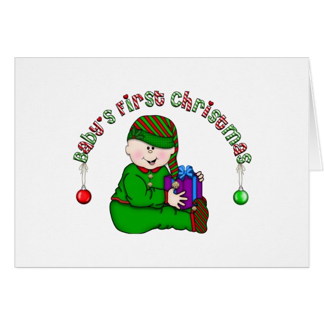 Elf Baby White First Christmas Tshirts and Gifts (Front Horizontal)