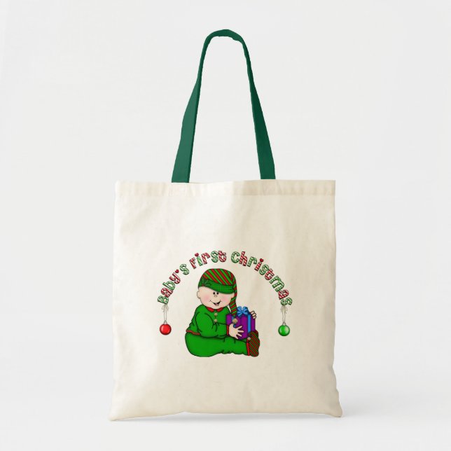 Elf Baby White First Christmas Tshirts and Gifts Tote Bag (Front)