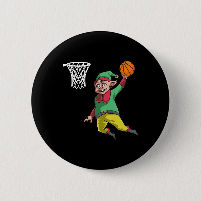 Elf Basketball Christmas Slam Dunk Gif Pbv  6 Cm Round Badge (Front)