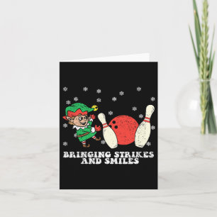 Elf Bowling Player Christmas Pajama X-mas Snowflak Card