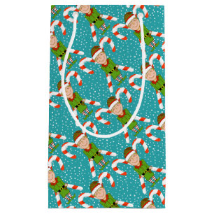 Elf & Candy Canes with Snow Christmas Gift Bag