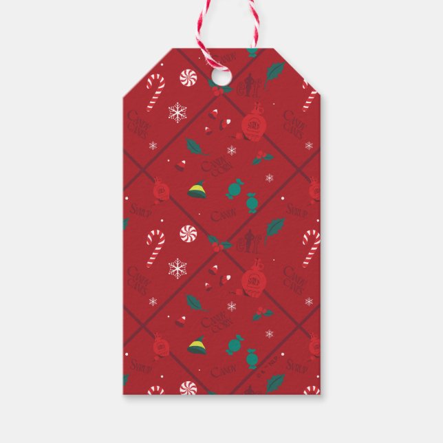 Elf Candy Chequered Pattern Gift Tags (Front)