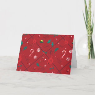 Elf Candy Chequered Pattern Holiday Card