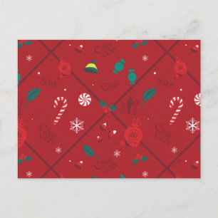 Elf Candy Chequered Pattern Holiday Postcard