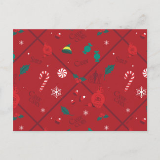 Elf Candy Chequered Pattern Holiday Postcard