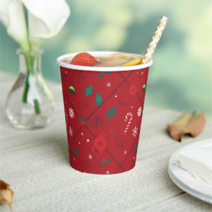 Elf Candy Chequered Pattern Paper Cups