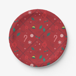 Elf Candy Chequered Pattern Paper Plate