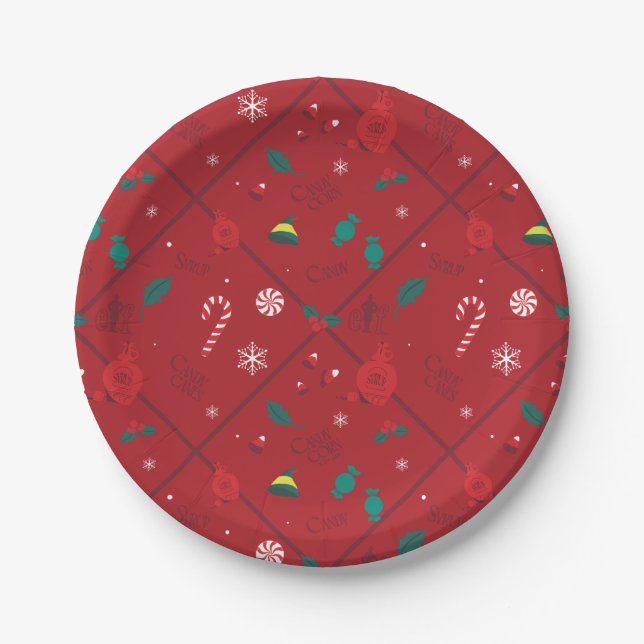 Elf Candy Chequered Pattern Paper Plate (Front)