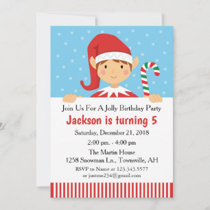Elf Christmas Birthday Party Invitation