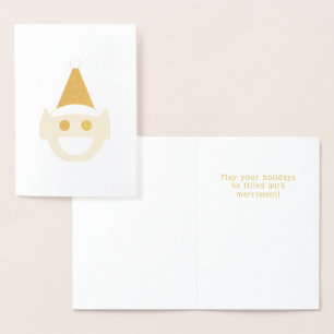Elf Christmas Holiday Cute Fun Smiling Happy Foil  Card