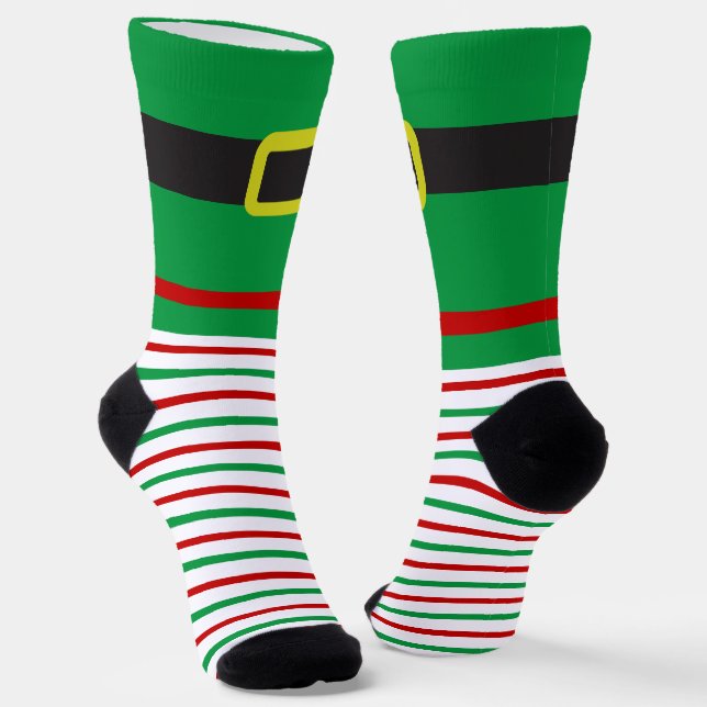 Elf Christmas Striped Socks (Angled)