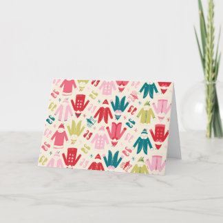 Elf Colourful Coat and Shoes Pattern Holiday Card