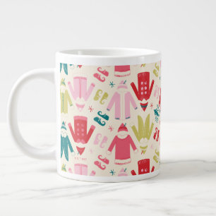 Elf Colourful Coat and Shoes Pattern Large Coffee Mug