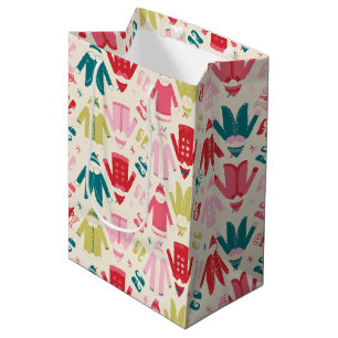 Elf Colourful Coat and Shoes Pattern Medium Gift Bag