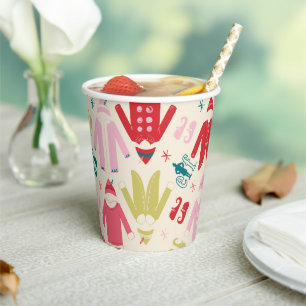 Elf Colourful Coat and Shoes Pattern Paper Cups