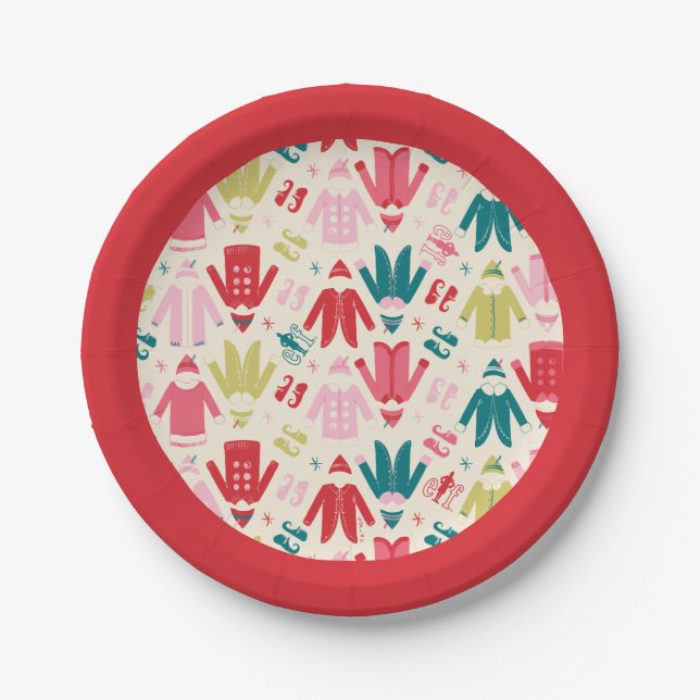 Elf Colourful Coat and Shoes Pattern Paper Plate (Front)