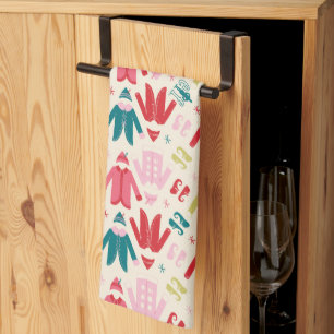 Elf Colourful Coat and Shoes Pattern Tea Towel