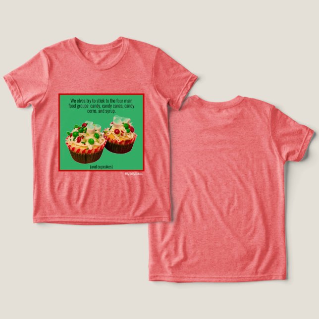 Elf Cupcakes Tri-Blend Shirt (Design Front & Back)