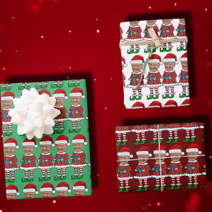 Elf Custom Face photo Elf Christmas Funny Trump  Wrapping Paper Sheet