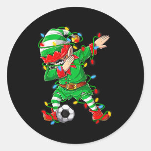 Elf Dabbing Soccer Player Christmas Dab Xmas  Classic Round Sticker