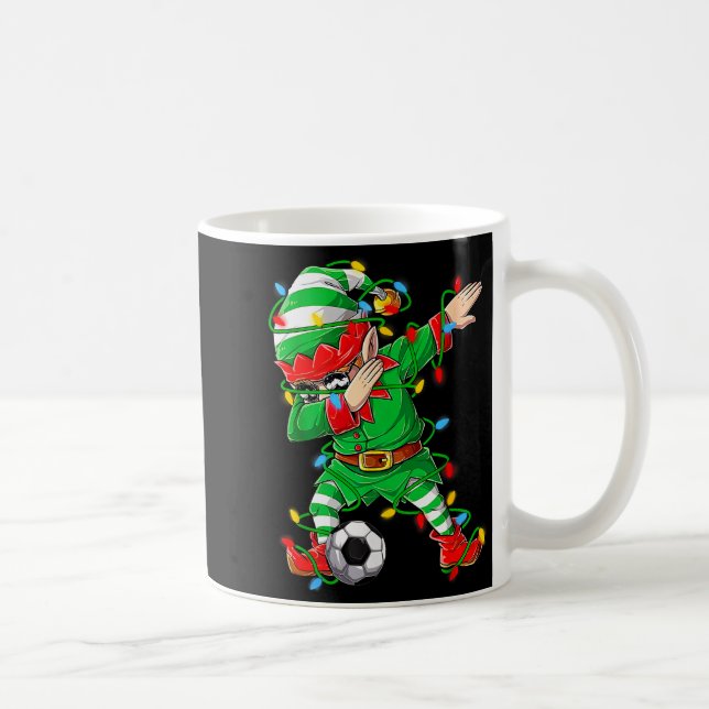 Elf Dabbing Soccer Player Christmas Dab Xmas  Coffee Mug (Right)