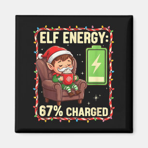Elf Energy 67 Percent Charged Christmas Magnet