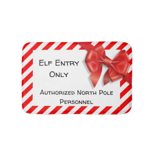 Elf Entry Only North Pole Christmas Doormat Bath Mat