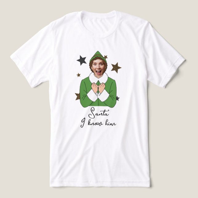 Elf Face Design with Sparkling Stars Tri-Blend Shirt (Design Front)