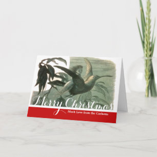 Elf Fairies Elves Moon Night Scene Bird Flying  Holiday Card